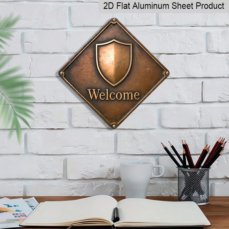 2D Flat, 1pc Vintage Housewarming Gift Suitable for New Home Entryway, Retro Metal Welcome Sign - Aluminum Wall Decor with Entry Plate, Suitable for