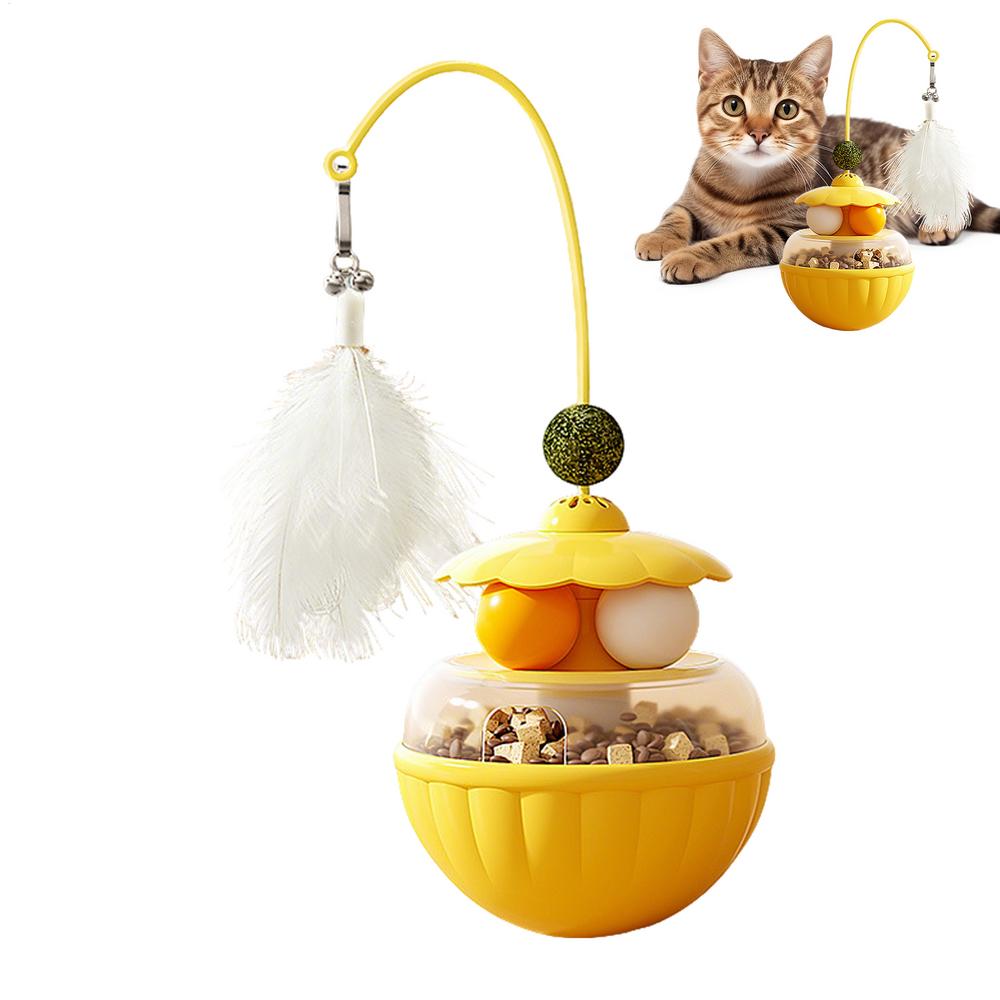 Interactive Kitten Toys Kitten Wobble Feathers Catnip Ball Cat Teasing Ball Toy For Daily Stress Relief Entertainment Indoor