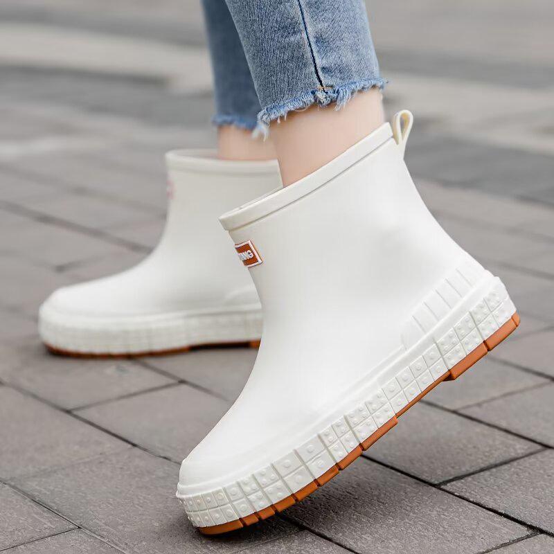 Japanese Style Women's Lightweight Waterproof Galoshes - Non-Slip Short Ankle Rain Boots
