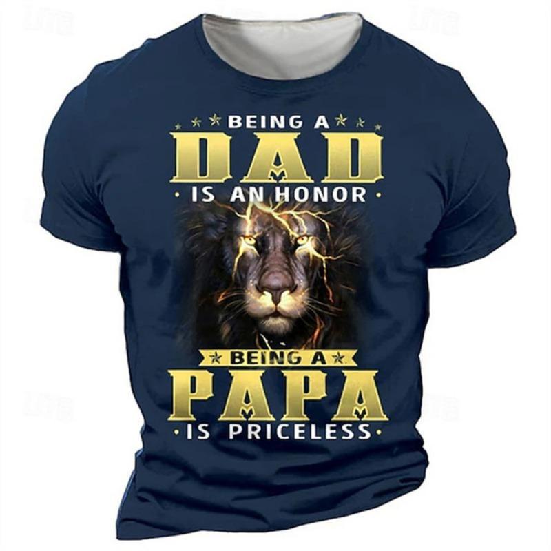 Animal Men's Printed T Shirt 3D Lion Pattern Summer Loose Plus Size Short Sleeve Street Round Neck Comfortable Men's Tops 6Xl