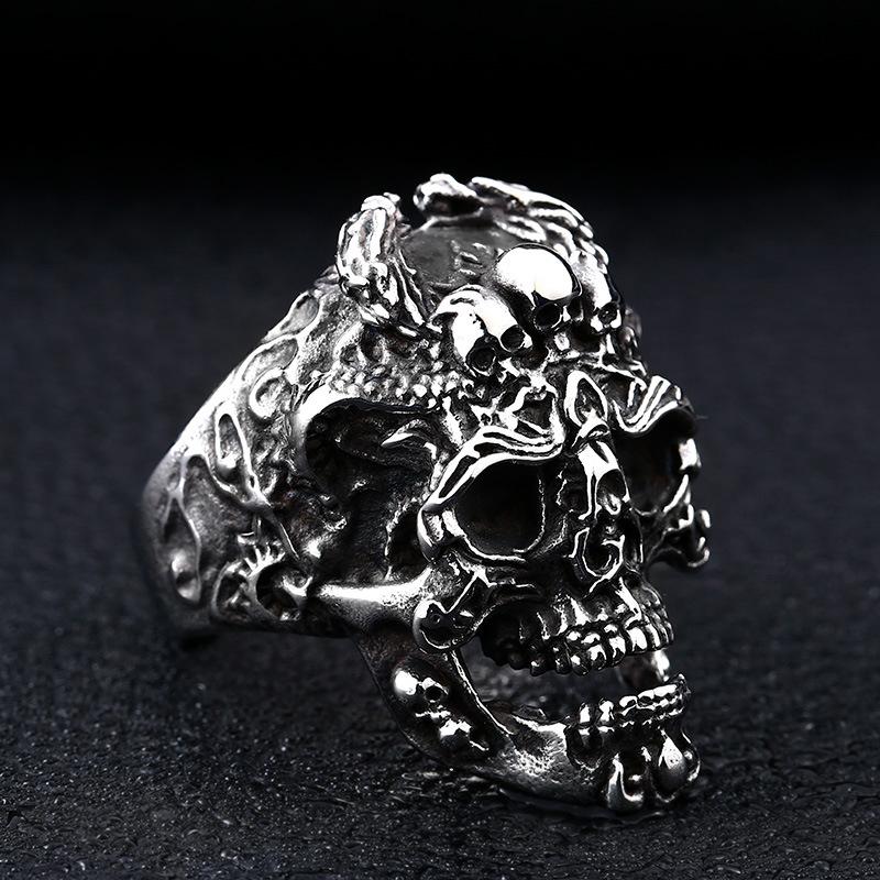 Gothic Punk Ring For Men Retro Skeleton Adjustable Exaggeration Ring Rock Style Personalized Jewelry Party Gift