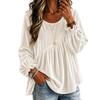 Women's Color Bell Sleeve Top with Round Neck and Long Sleeve
