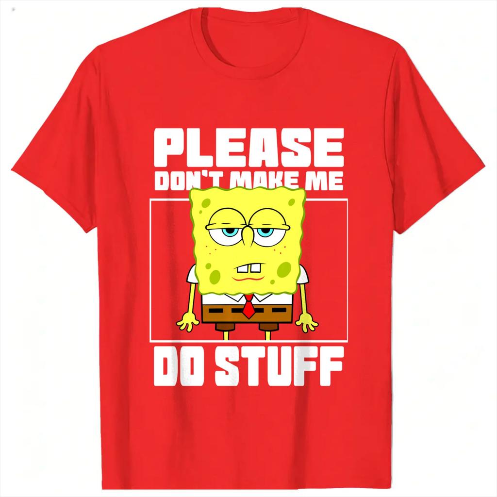Unisex T Shirt Spongebobs Please Dont Make Me Do Stuff T Shirts Popular Summer Tee Shirt Vintage Pattern Cotton Tops Plus Size