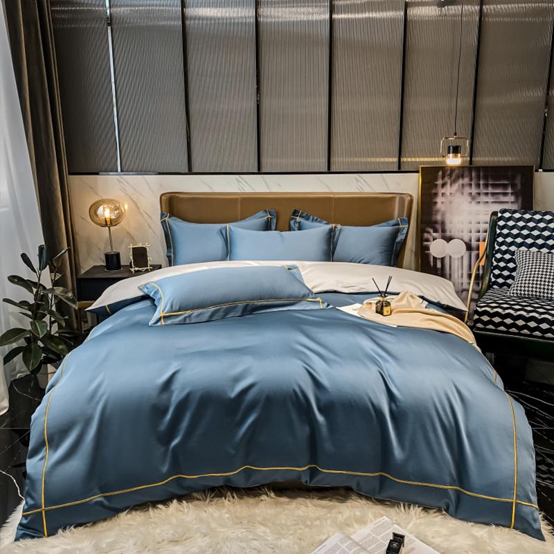 Embroidery Long-Staple 100%  Cotton Flat Sheet Silky Bedlinens Bedding Set Sheet Queen King Size