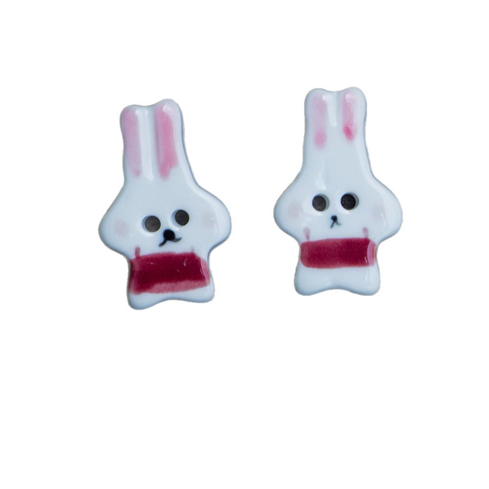 UK Handmade High-End Cute Rabbit Ceramic Buttons for DIY Windbreaker