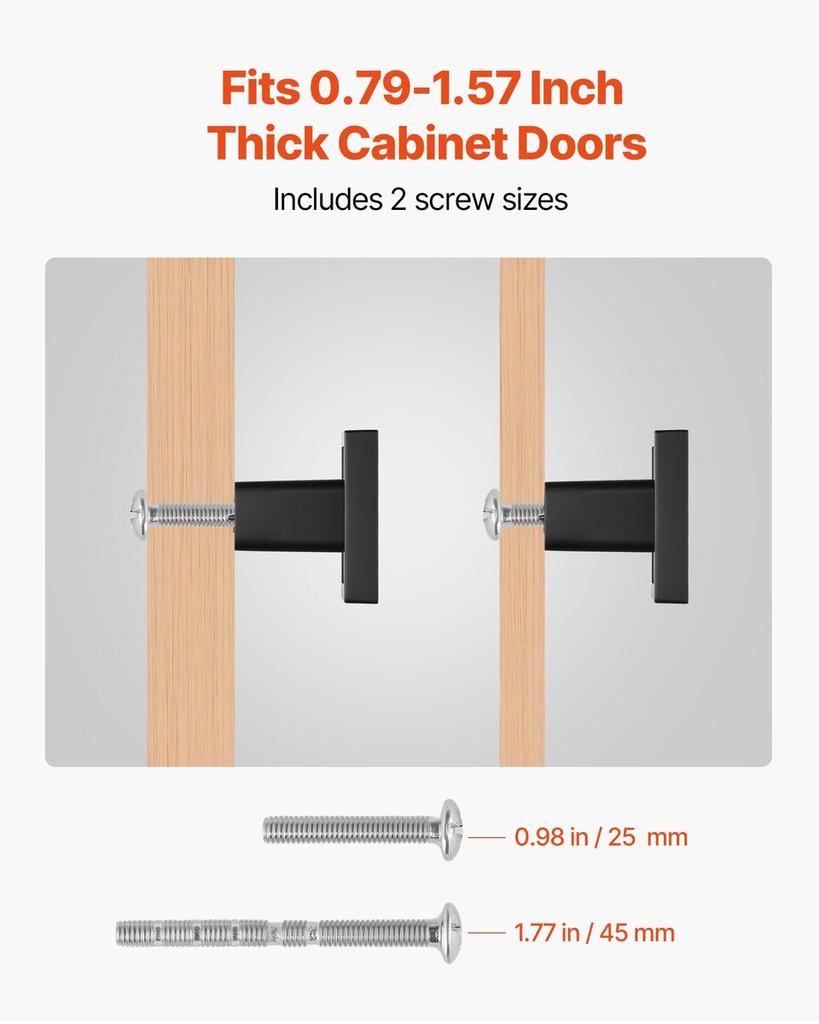 Cabinet Knobs, 10 Pack, 30 Mm Black Zinc Alloy Drawer Pulls & Door Handles, Square Kitchen Solid Knobs Dresser Handles, Cupboard Hardware with Screws