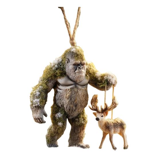 Sasquatch Christmas Ornament 2D Flat Acrylic Hanging Charm Xmas Tree Decoration Festive Gift for Surf Lovers