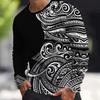 Men's Casual Printed Long-sleeved Round Neck Pullover Fashionable Long-sleeved T-shirt