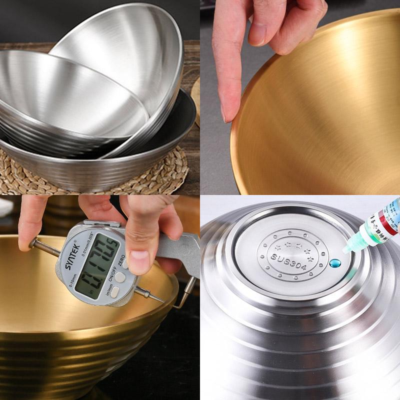 304 Stainless Steel Bamboo Hat Bowl Ramen Bowl Japanese Bowl Double Layer Rice Bowl Large Cold Noodles Spicy Hot Bamboo Hat Bowl