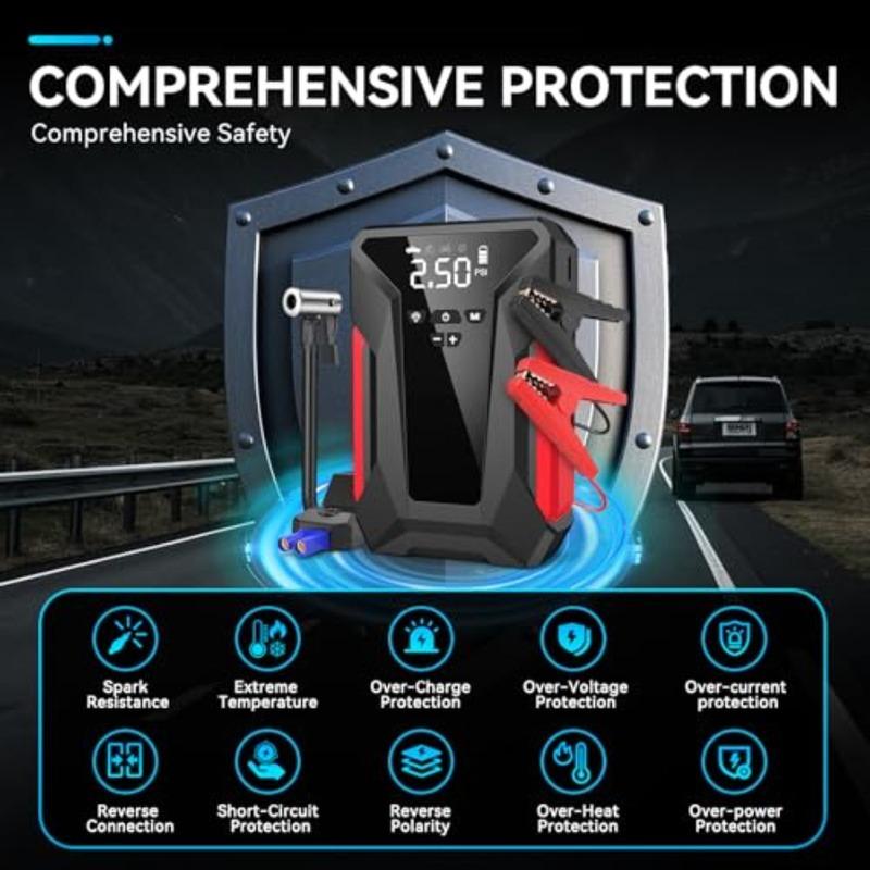 Jump Starter with Air Compressor4000A Portable Car Battery Jump Starter 10L Gas/8.5L Diesel 12V Battery Charger Booster 150PSI