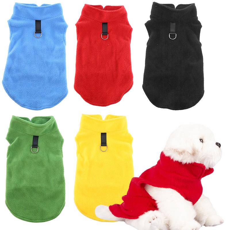 1Pc Fleece Solid Color Dog Warm Coat Warm Pet Clothes Winter Puppy Vest Outfit Sweater Jacket