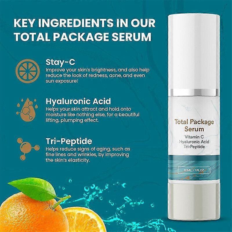 Komplettes Serum-Paket: All-in-One-Serum mit Vitamin C, Hyaluronsäure und Peptiden für das Gesicht – Anti-Aging, aufhellend und feuchtigkeitsspendend, 30 ml