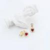 Burgundy Heart Rhinestone Earrings, s925 Sterling Silver, Gold-Plated Studs – Fashionable Luxury Women's Jewelry