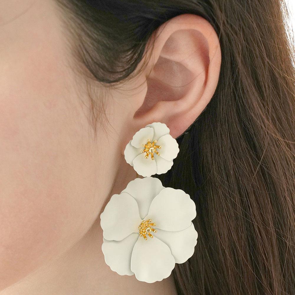 Dana Burton Double Camellia Two-Way Earrings