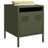 VidaXL Olive Green Bedside Table 35x39x43.5 Cm Steel, Cabinet, Side Cabinet, Phone Stand, Bedside Table, 851252