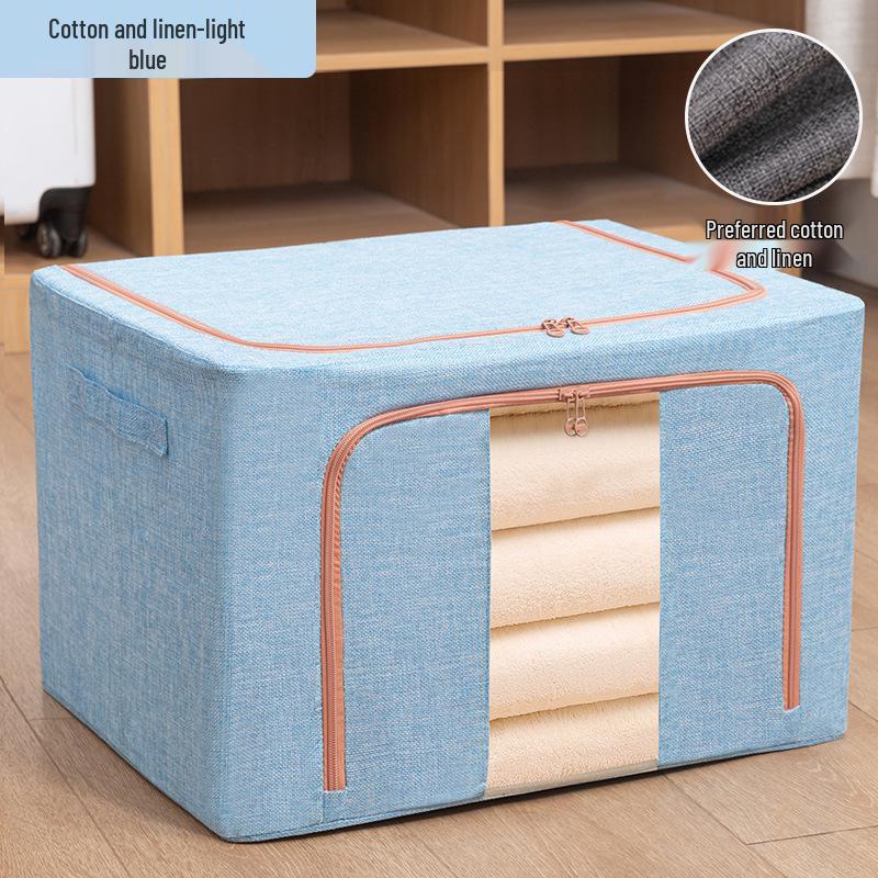 Steel Frame Waterproof Clothes Storage Box - Large Transparent Moisture-Proof Organizer for Quilts