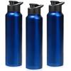 Stainless Steel Water Bottle 1 Ltr For Kids, Boys, Girls, 1 Litre Bottles for Gym,  Fridge Use, School & Office (Sipper Cap - Set of 3, Dark Blue)