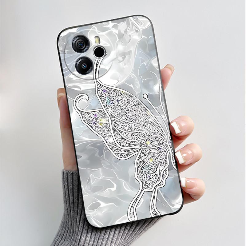 Per Oscal Tiger 12 13 Custodia Moda Farfalla Fiore Nero Morbido Silicone Custodia per Telefono per Blackview Oscal Tiger12 Tiger13 Cover
