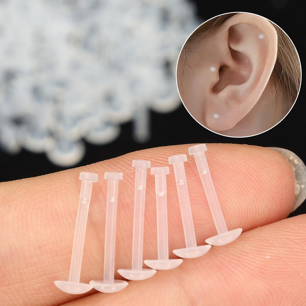 10-50PCS Clear Piercing  Lip Ear Nose Tongue Ring Ashion Transparent Acrylic Tongue Ring Barbell Eyebrow Belly Body Jewelry