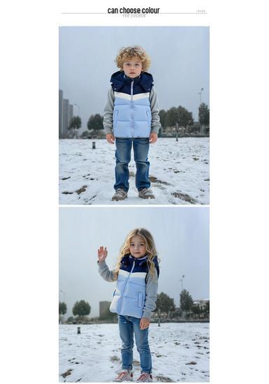 Gilet Imbottito Caldo in Pile con Cappuccio per Bambini Autunno/Inverno - Bambini e Bambine