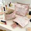 Makeup Bag for Girls Small Bow Cosmetic Pouch with Zipper Aesthetic Portable Travel Toiletry Makeup Organizer Bags