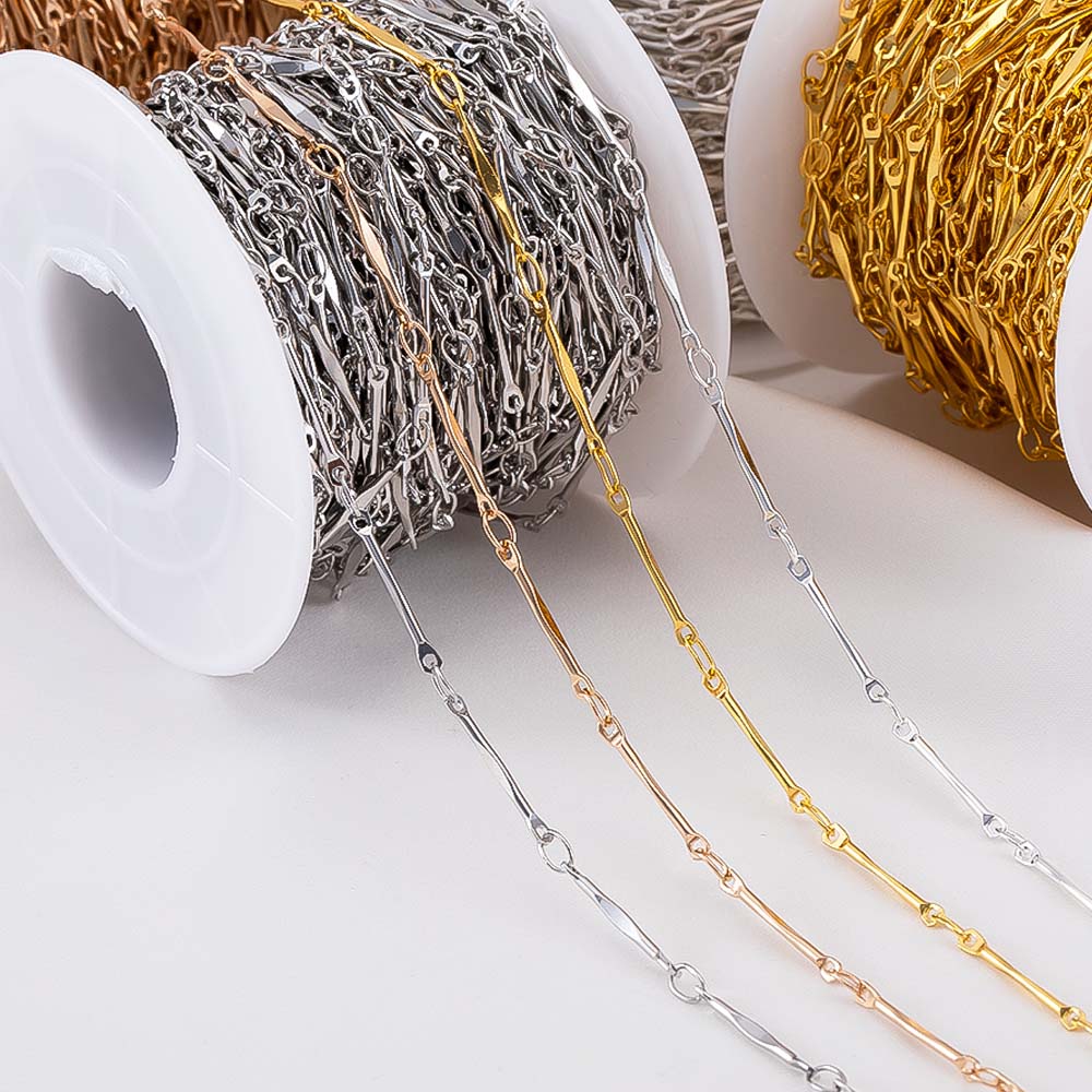 2Meters 1Meter 0.5Meter Flat Stick Basic Chain Bracelet Necklace Copper Chains Line Clothing Decorative Chain for Jewelry Making