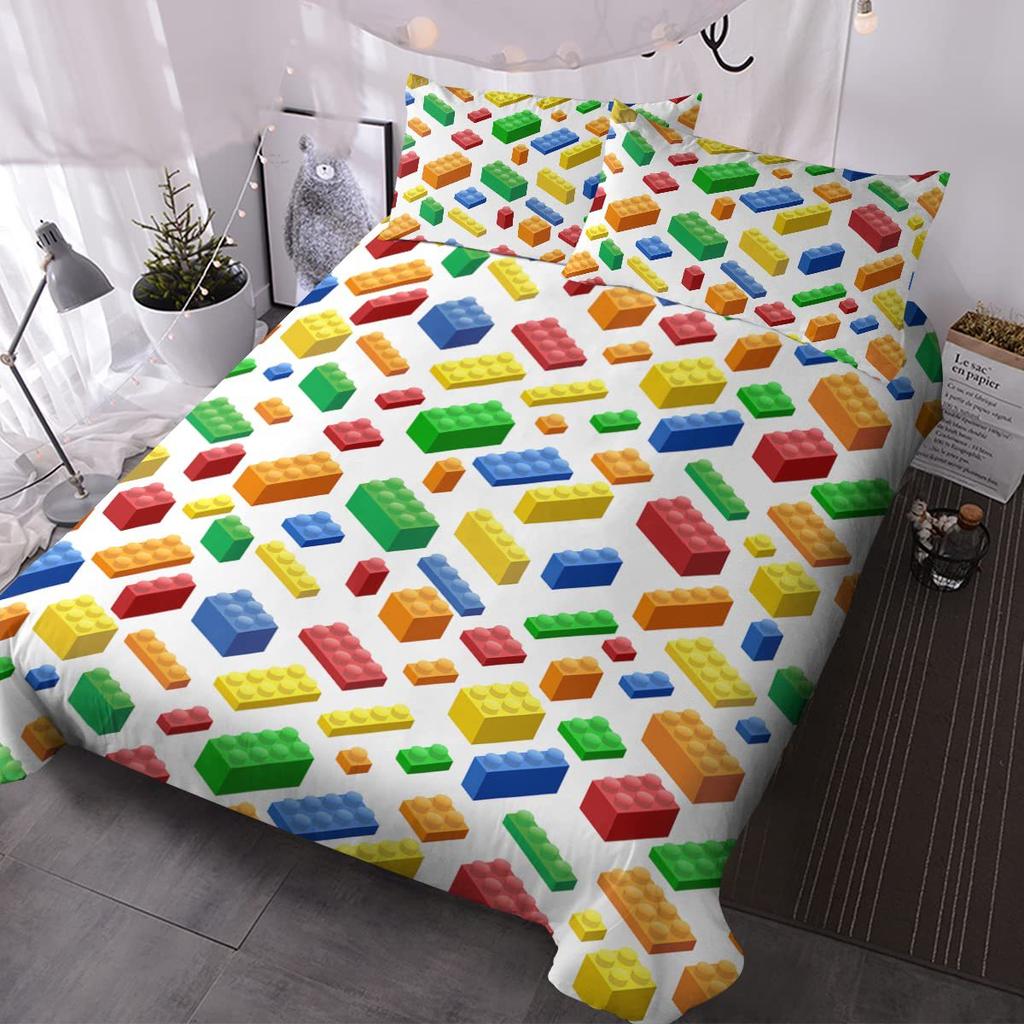 Farbe Spielzeugbaustein Bettwäsche Dreiteiliger Bettbezug