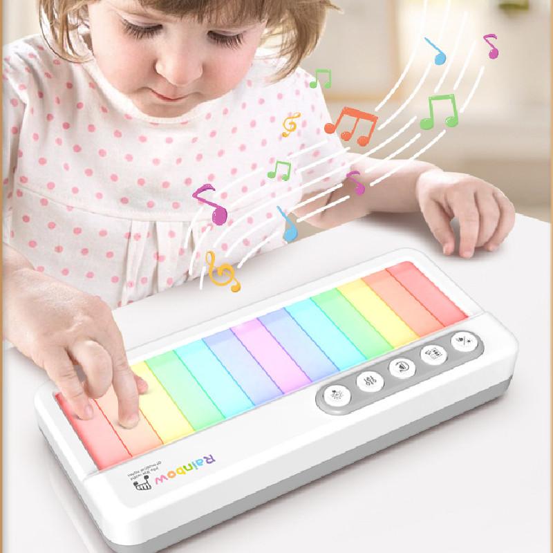 Multifunctional Children's Electronic Piano With Rainbow Lights Colorful Music Box For Babies