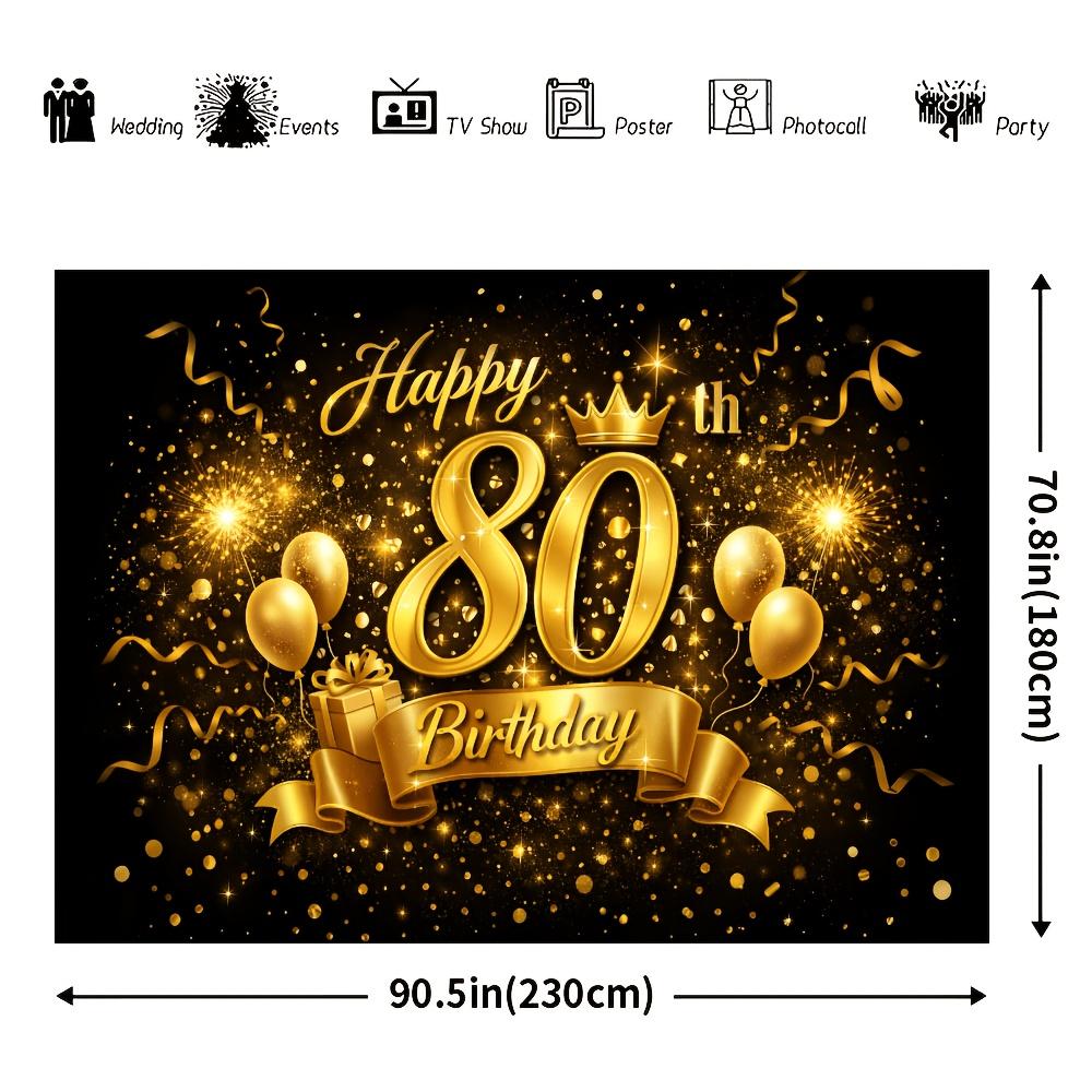 Fondo de Pancarta para Fiesta de 80 Cumpleaños - Adecuado para varios escenarios de celebración de cumpleaños en interiores y exteriores