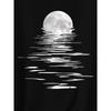 European Size Women's Casual Short Sleeve T-Shirt with Moon Rising Over Water Graphic Print - Soft Stretch Round Neck Top for Spring Summer Fall