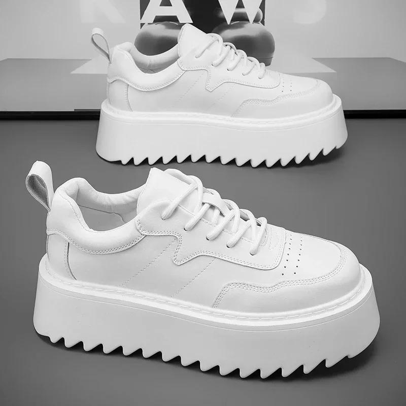 High Top Sneaker Men Designer White Board Shoes Fashion Artificial Leather Breathable Height Increased Flat Platform Sport Shoes