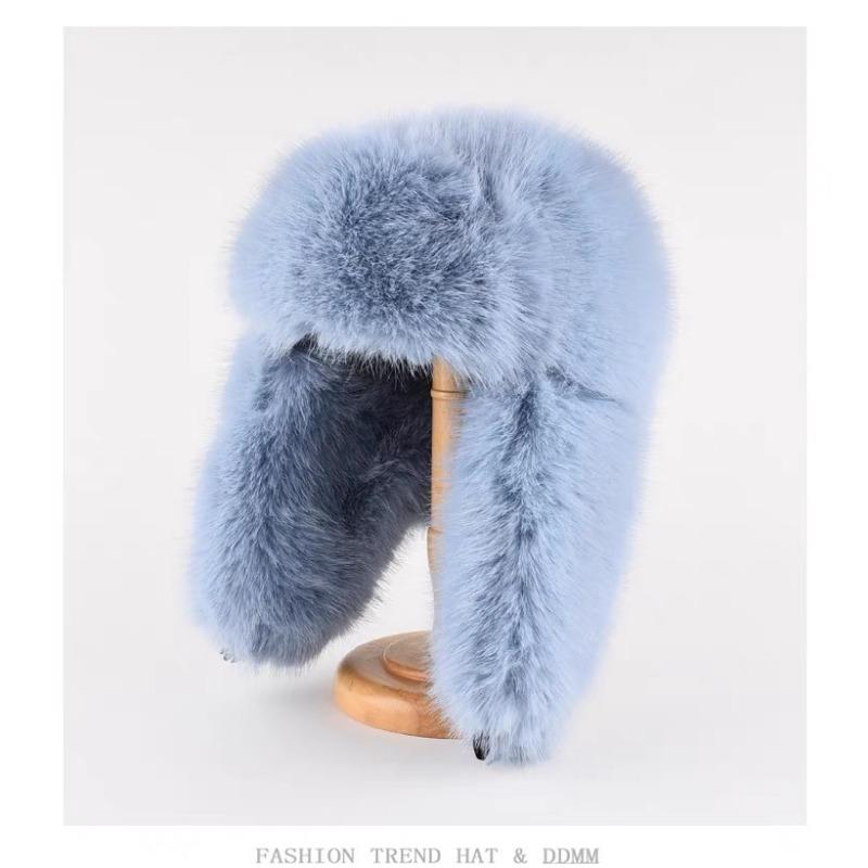 Plush Lei Feng Hat for Women In Winter Thickened Warm Ear Protection Hat Northeast Snow Town Imitation Mink Long Haired Locomotive Hat for Men