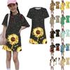 Girls Print Casual Dress Kids Loose Round Neck Short Sleeve Thin Sundress