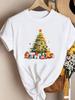 (Asian Size) watercolor winter Christmas Clothing New Year T Shirt Women Fashion Festival Tee Top Print Woman Short Sleeve Graphic T-shirts