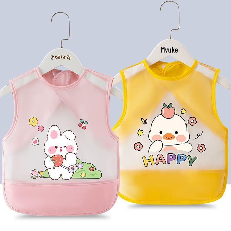 Waterproof Unisex Baby Bib: Anti-Stain Sleeveless Smock for Kids, Reversible Protective Wear.
