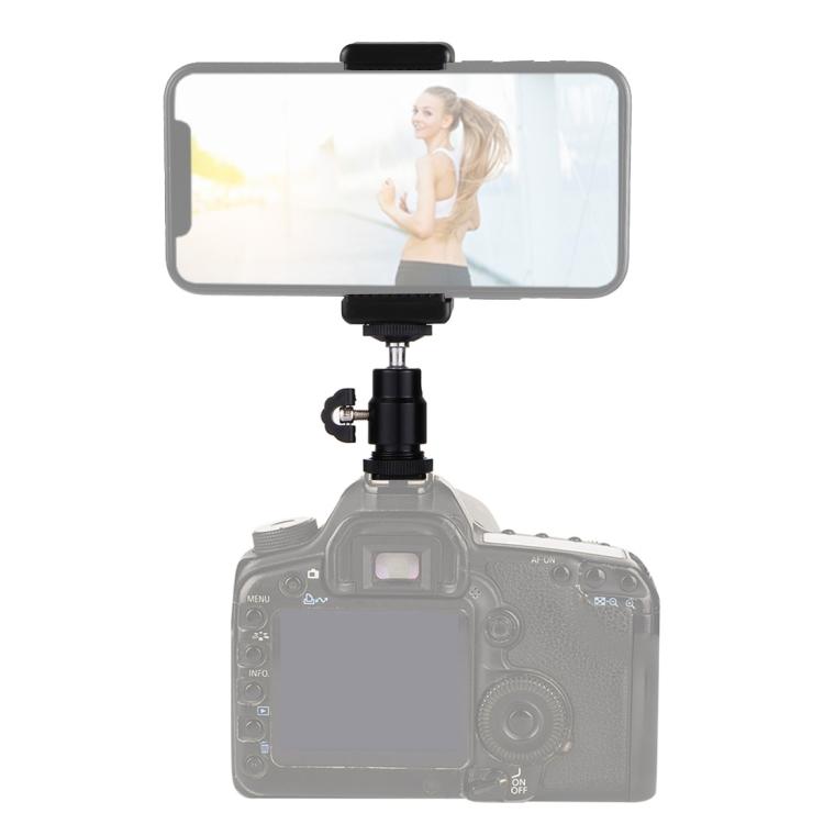 PULUZ 1/4 Inch Hot Shoe Tripod Head +  Tripod Stand Clamp for iPhone, Samsung, Huawei, HTC, 5.5cm - 8cm Width Smartphones