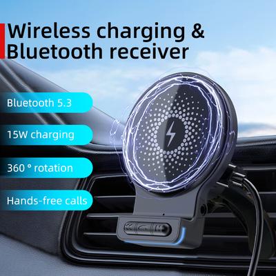 Magnetischer Auto-Lüftungsschlitz-Telefonhalter Bluetooth-Empfänger mit AUX-Anschluss für Magsafe iPhone 15 Xiaomi Samsung Starker Magnetständer