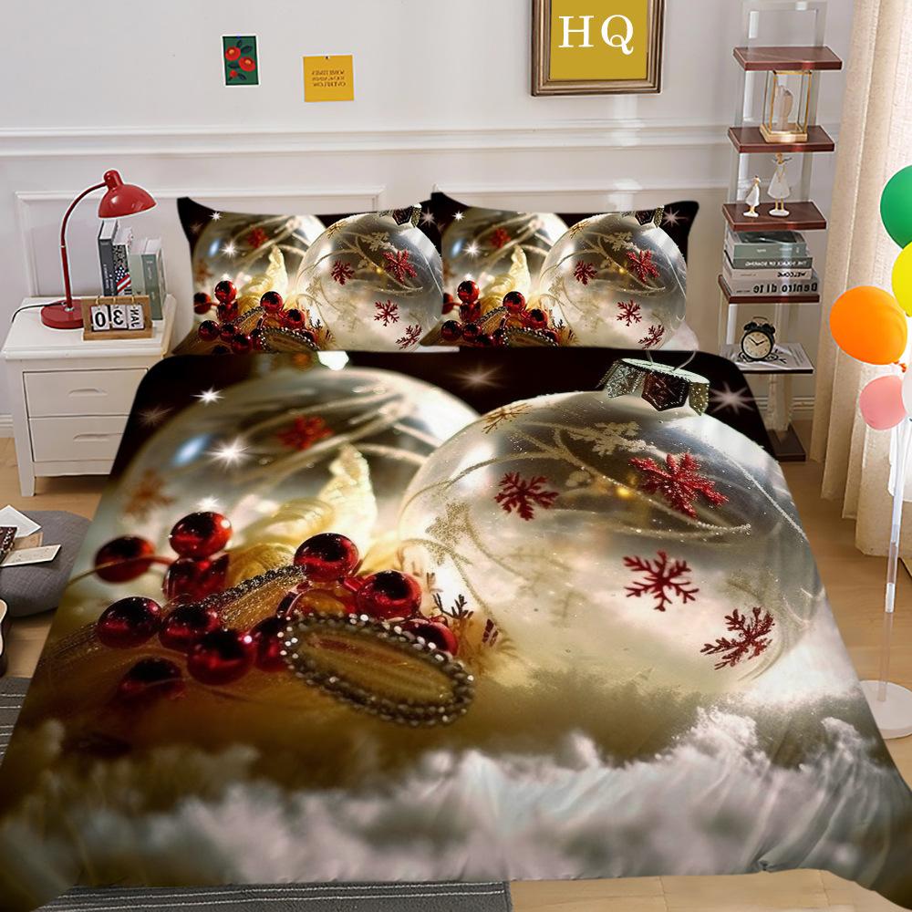 

Рождественская цифровая печать 3D-печать полиэстеровая наволочка пододеяльник набор из двух или трех предметов EU Single 135*200