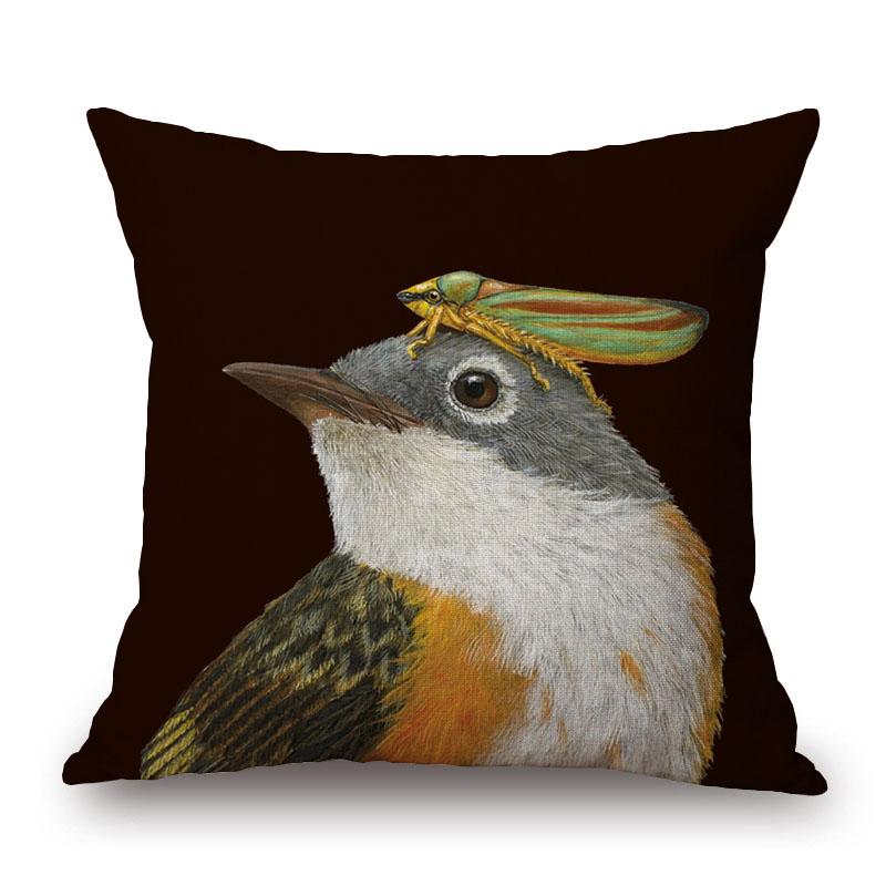 European Painting Goldfinch Rabbit Birds Flower Animals Posters Cushion Covers Decorative Pillows For Sofa XCM
