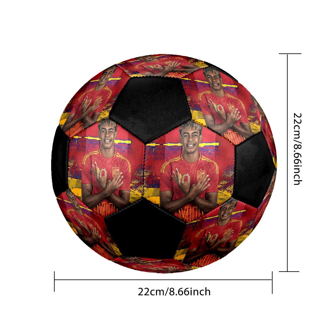 1PC Lamine Yamal Génie taille 5 ballon de football PrahaBallon de football en salle Coloré Tous les âges Cousu à la machine PVC Prêt pour la compétition Durable Haut rebond