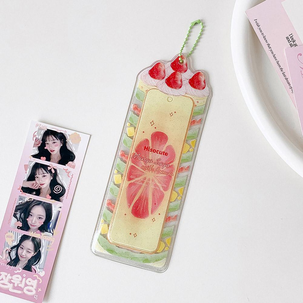 Kawaii Strawberry Cake Photocard Holder Life 4 Cut Photo Card Sleeve INS Style Acrylic Kpop Idol Card Protector Display Pendant