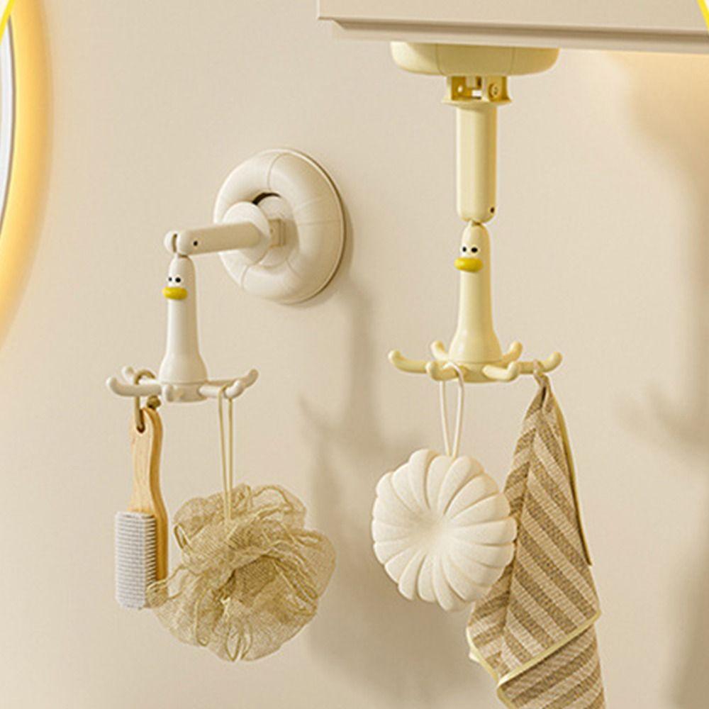 Gifts Punch-free Cartoon Duck Hook Suction Cup Six-claw Kitchen Rack Rotating Bathroom Small Hanger