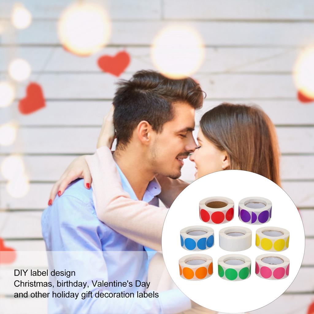 8 Roll Label Stickers Colorful Self Adhesive Circle Sticker Labels for Gift Cosmetic Essential Oil Bottle