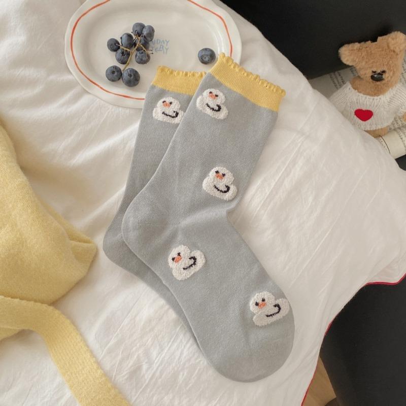 

Женские весенне-осенние милые носки-трубы из хлопка с принтом «Утенок», удобные, с хорошим влагопоглощением, в студенческом стиле 1 pair серый