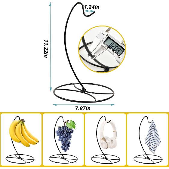 1-Pack Banana Holder Stand, Sturdy Banana Hanger Hook for Kitchen Countertop, Metal Modern Banana Stand Banana Rack, Keep Fresh for 15LB Banana or