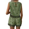 Women's Fashionable Casual Printed Bohemian Beach Vacation High-Waisted Sleeveless Top And Shorts Set