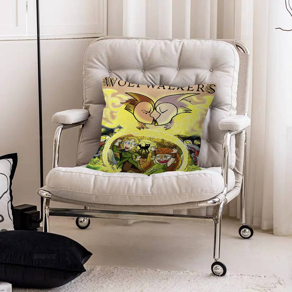 Film W-Wolfwalkers Anime Kissenbezüge Cartoon Sofa Dekoration Zuhause Doppelseitiger Druck Kurzer Plüsch Niedliche Kissenhülle