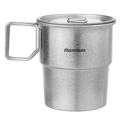 Titanium Camping Cups Stackable Coffee Mugs 300ml Foldable Handle Outdoor Coffee Mugs Reusable Metal Cup Camp Cup