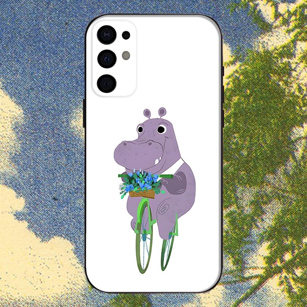 Cartoon Animal Hippopotamus  Phone Case For Samsung S25,S24,S21,S22,S23,S30,Ultra,S20,Plus,Fe,Lite,Note,10,9,5G Black Cover