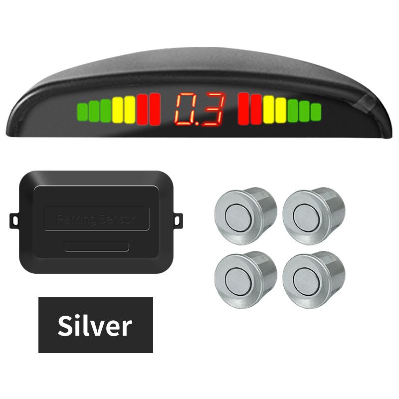 Car LED Parking Sensor Kit 4 Sensors 22mm Backlight Display Reverse Backup Radar Monitor System 12V 8 Colors серебряный